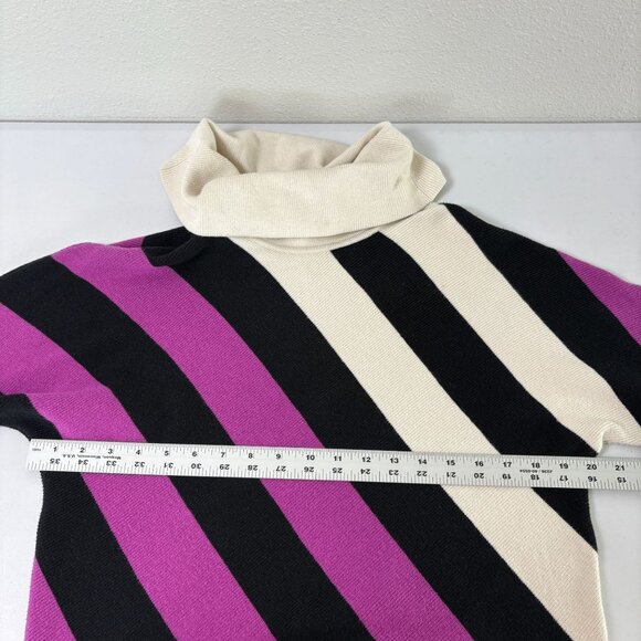 Per Se by Carlisle Striped Turtleneck Sweater Size S Purple Black Silk Blend - Picture 9 of 11